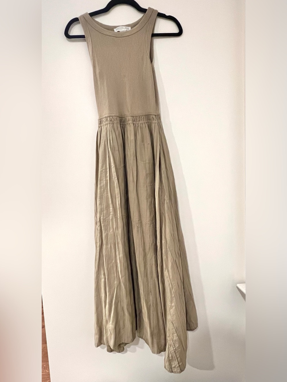 Rachel Zoe Taupe Ribbed Bodice Maxi Dress